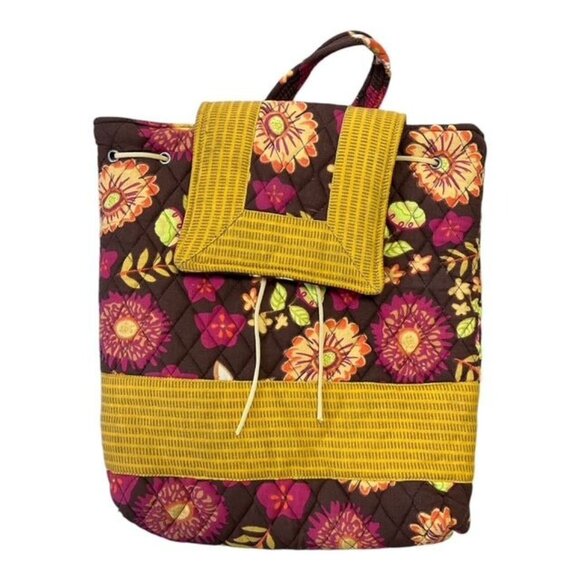 Sweet Olive Quilted Floral Drawstring Boho Bucket Backpack, Medium, 12" - Picture 1 of 6